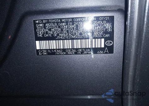 2021 Lexus Is 350 F Sport z USA, uszkodzony, nr VIN JTHGZ1E27M5022718